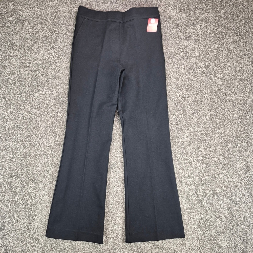 Spanx Perfect Pant Kick Flare Women Large Tall Black Ponte Stretch Pull On Ankle